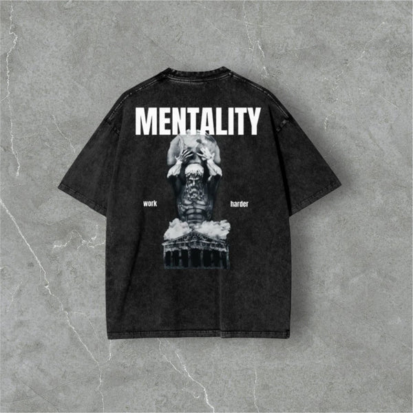 MENTALITY SAMSONSTRENGTH ACID WASH OVERSIZED TEE